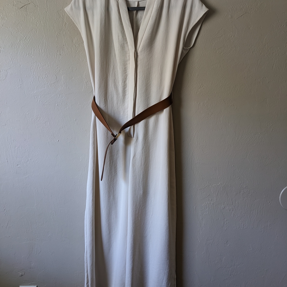 Zara Cream Jumpsuit with Brown Belt - Picture 4 of 9